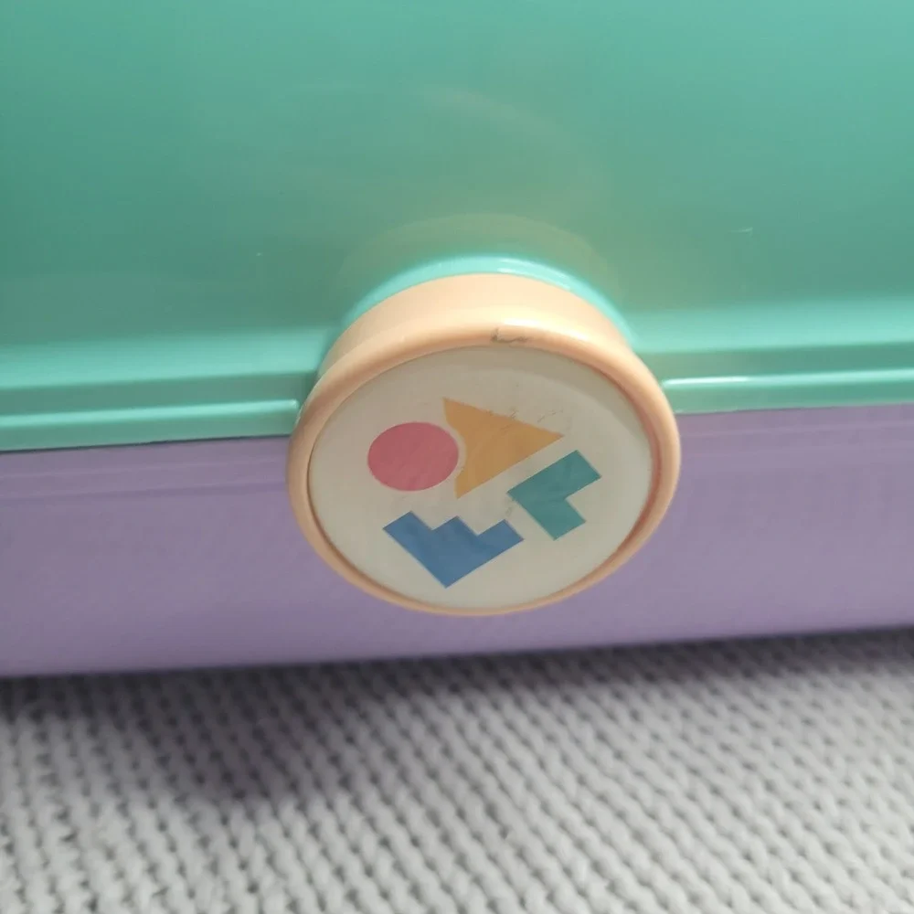 Vintage Caboodles Makeup Case Organizer Teal Lavender Pastel Mirror Storage Box
